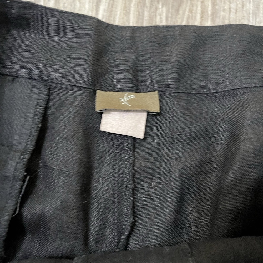 Vintage Linen Trouser Pant Black Women Workwear Size 6 34x30.5 - Picture 2 of 3